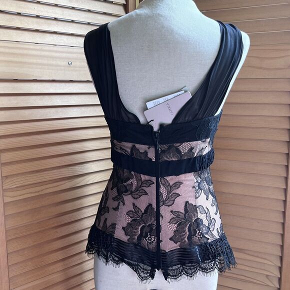 vtg LA PERLA cami y2k goth grunge Black Lace TOP Bustier Camisole Size 44 NWT - Picture 3 of 9